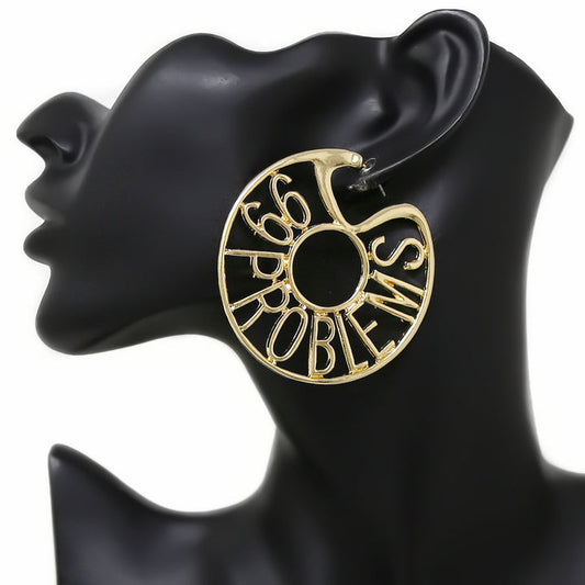 Women's 99 Problems Gold Hoop Earrings