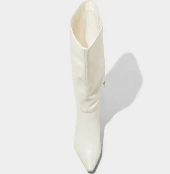 Women's Universal Thread Kendra Kitten Heel Tall Dress Boots White Various Sizes