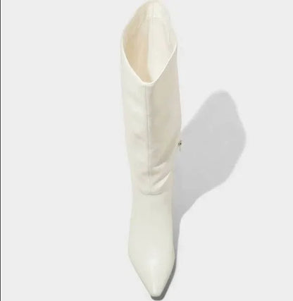Women's Universal Thread Kendra Kitten Heel Tall Dress Boots White Various Sizes