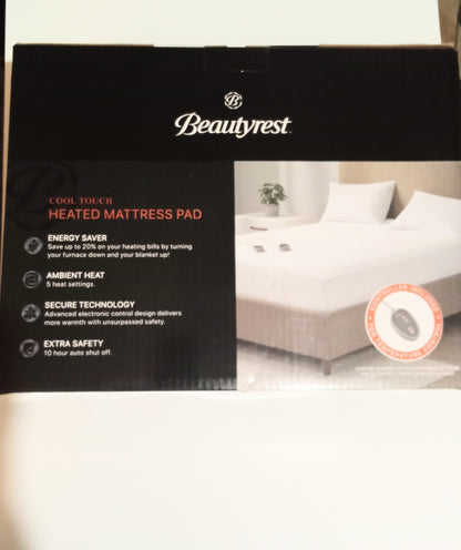 Beauty Rest Cool Touch Heated Mattress Pad Twin Size White