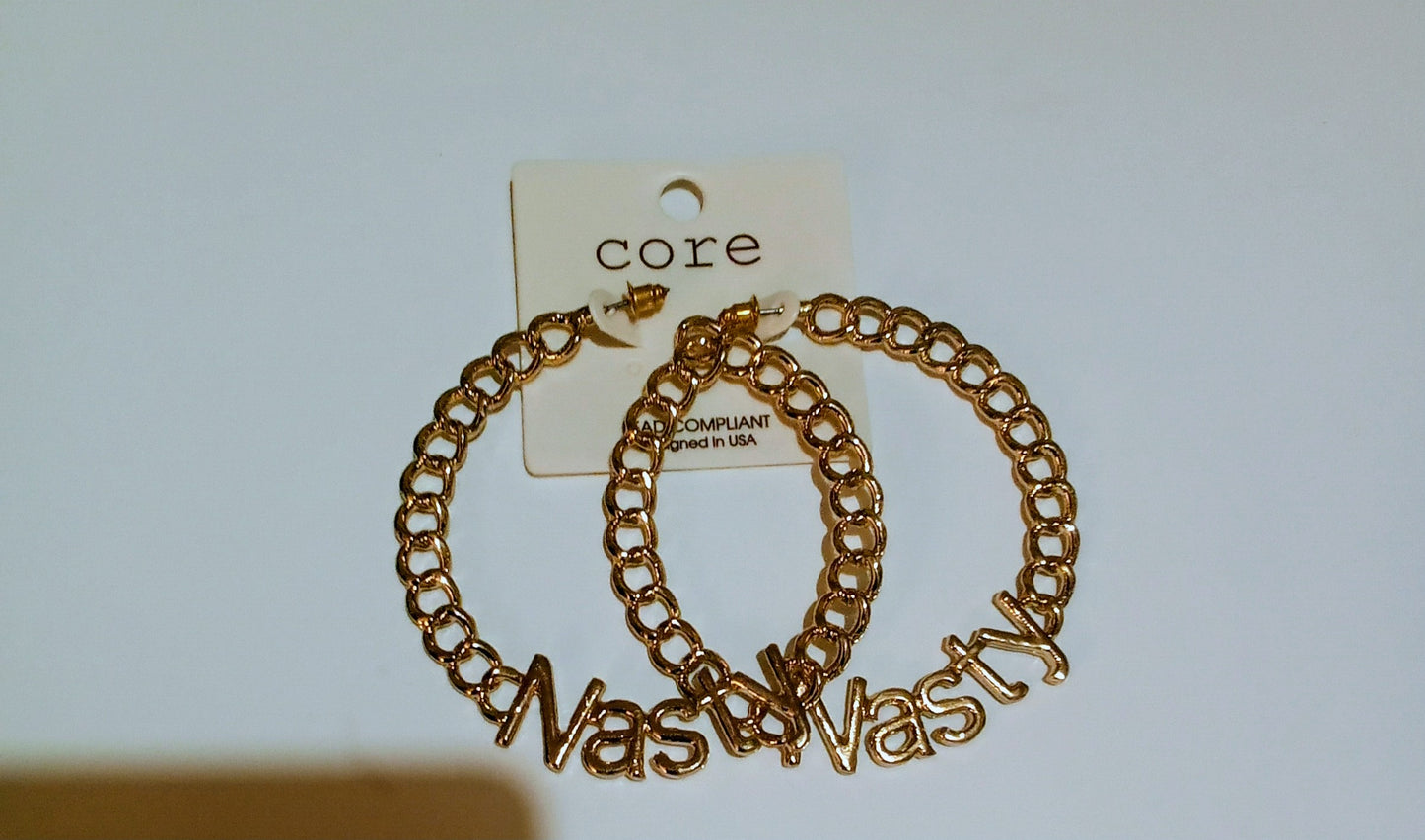 Women's Nasty Curb Hoop Earrings Gold