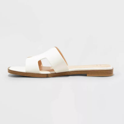 Women's Nina Slide Sandals A New Day White