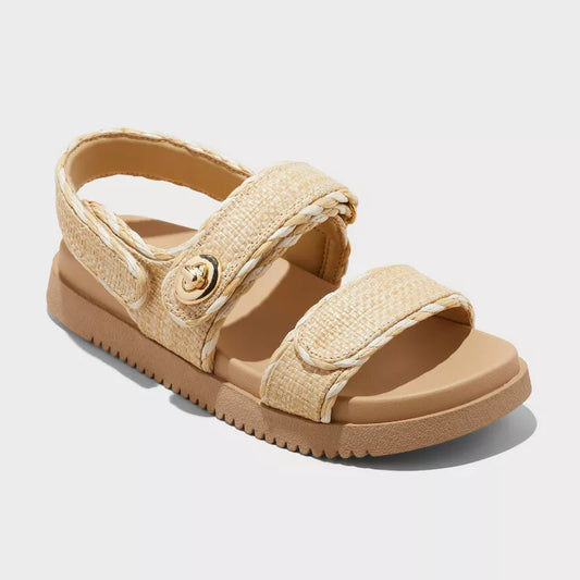 Women's Tilly Platform Footbed Sandals - A New Day Tan Size 9 1/2