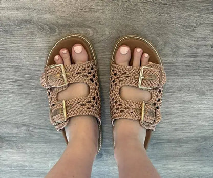 Women's Kylie Woven Two Band Footbed Sandals - Universal Thread Size 6