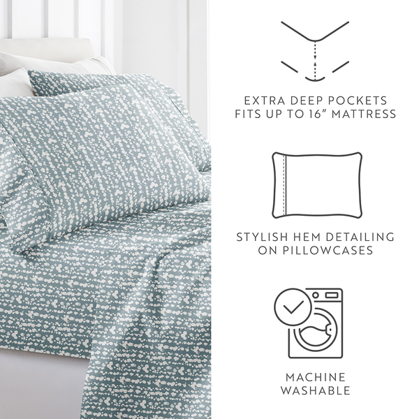 I Enjoy Patterned Sheet Set Queen Size L Blue
