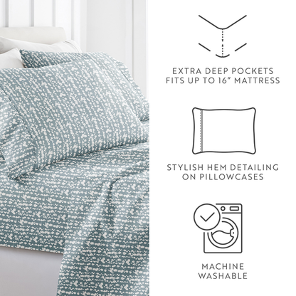 I Enjoy Patterned Sheet Set Queen Size L Blue