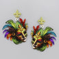 Women's Multi Colored Carnival Mask Acetate Earrings