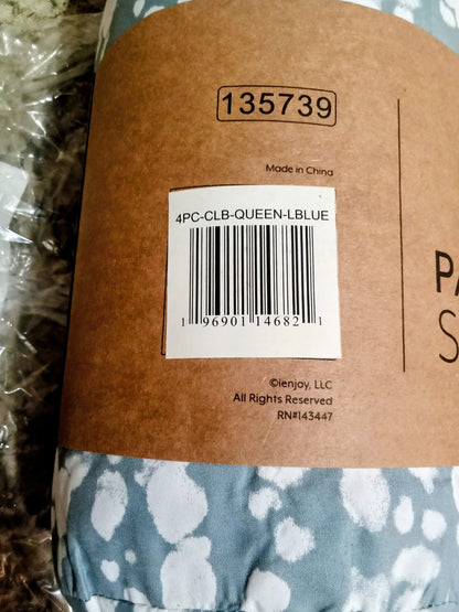I Enjoy Patterned Sheet Set Queen Size L Blue