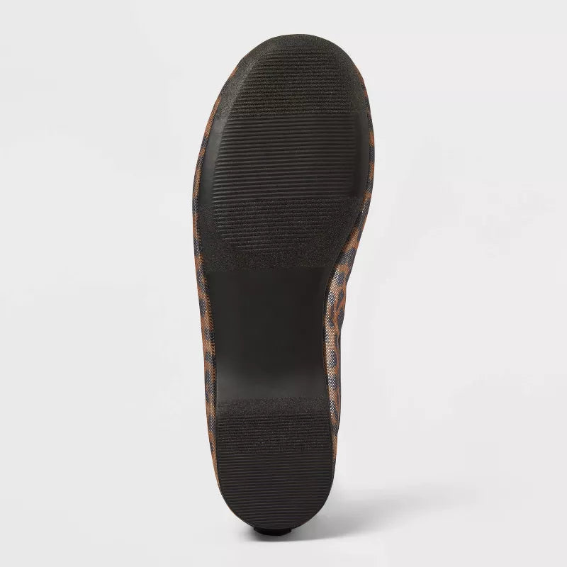 Women's Mel Sheer Mesh Ballet Flats with Memory Foam Insole - A New Day Leopard Print Size 7