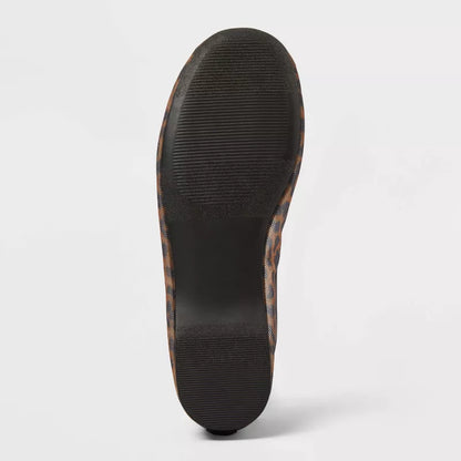 Women's Mel Sheer Mesh Ballet Flats with Memory Foam Insole - A New Day Leopard Print Size 7