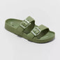 Women's Neida Two Band Foot Bed Slide Sandals Shade & Shore Olive Green