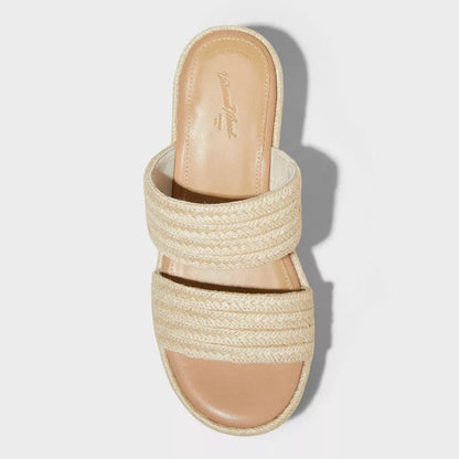 Women's Kayli Jute Two Band Wedge Heels - Universal Thread Tan Size 7