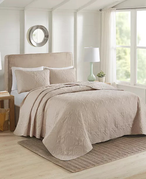 510 Design 3 Piece Bedspread Set Khaki Full / Queen Size