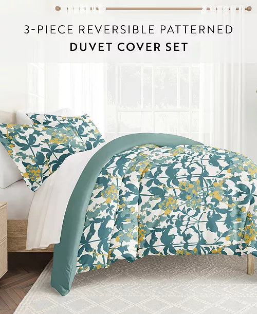 I Enjoy Reversible Patterned 3 Piece Duvet Cover Set King / Cal Teal