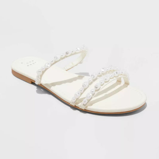 Women's Aida Strappy Sandals A New Day Ivory