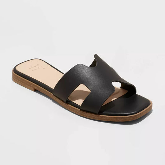 Women's Nina Slide Sandals A New Day Black Various Sizes