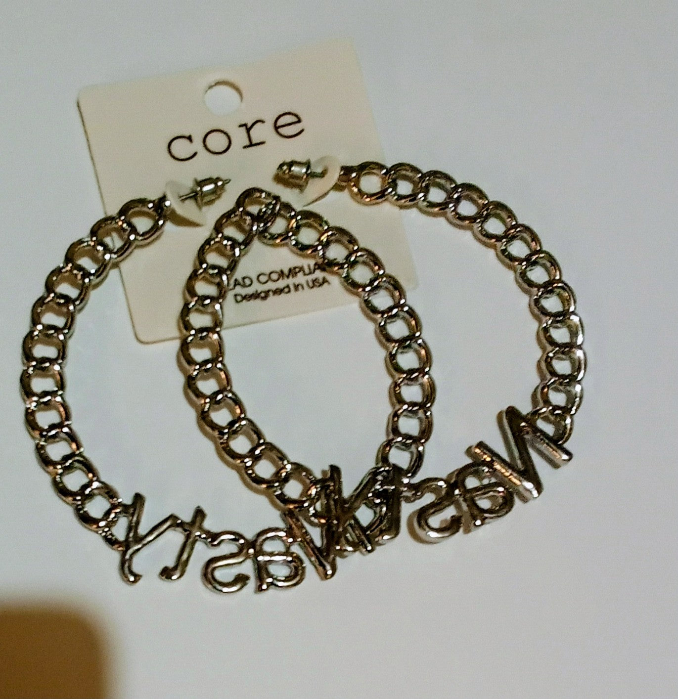 Women's Nasty Curb Hoop Earrings Sliver