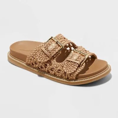 Women's Kylie Woven Two Band Footbed Sandals - Universal Thread Size 6
