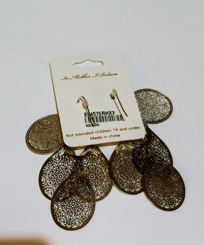 Lightweight Filigree Cutout Chandelier Drop Earrings Silver