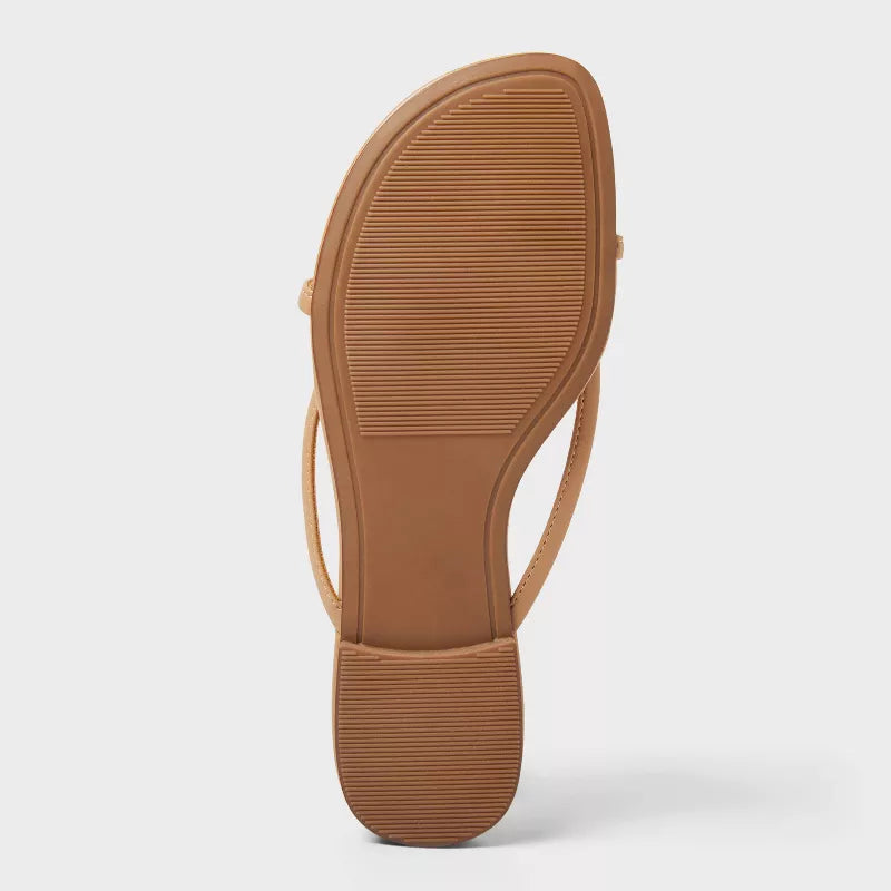 Women's Bri Strappy Ball Ornament Sandals - A New Day Tan Various Sizes