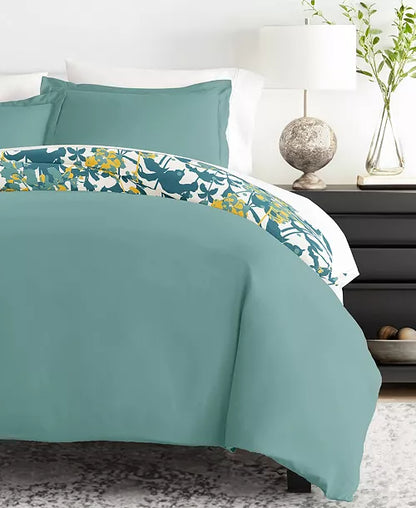 I Enjoy Reversible Patterned 3 Piece Duvet Cover Set King / Cal Teal