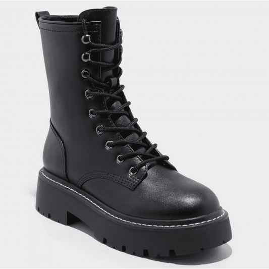 Women's Wild Fable Logan Lug Combat Boots Black Various Sizes