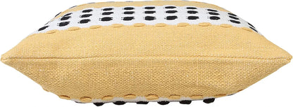 LR Home Metropolitan Woven Dash Grid Striped Throw Pillow, Yellow/Black/White