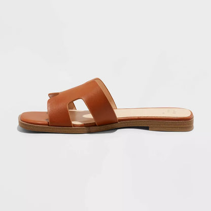 Women's Nina Slide Sandals A New Day Color Cognac