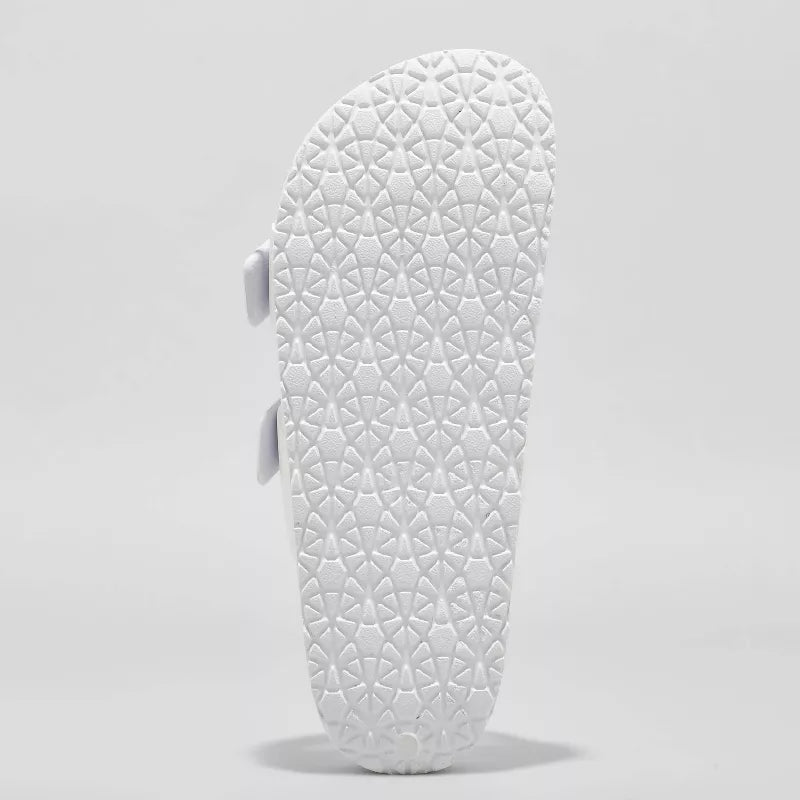 Women's Neida Eva Two Band Foot Bed Slide Sandals Shade & Shore White Various Sizes