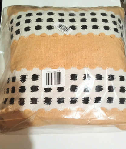 LR Home Metropolitan Woven Dash Grid Striped Throw Pillow, Yellow/Black/White