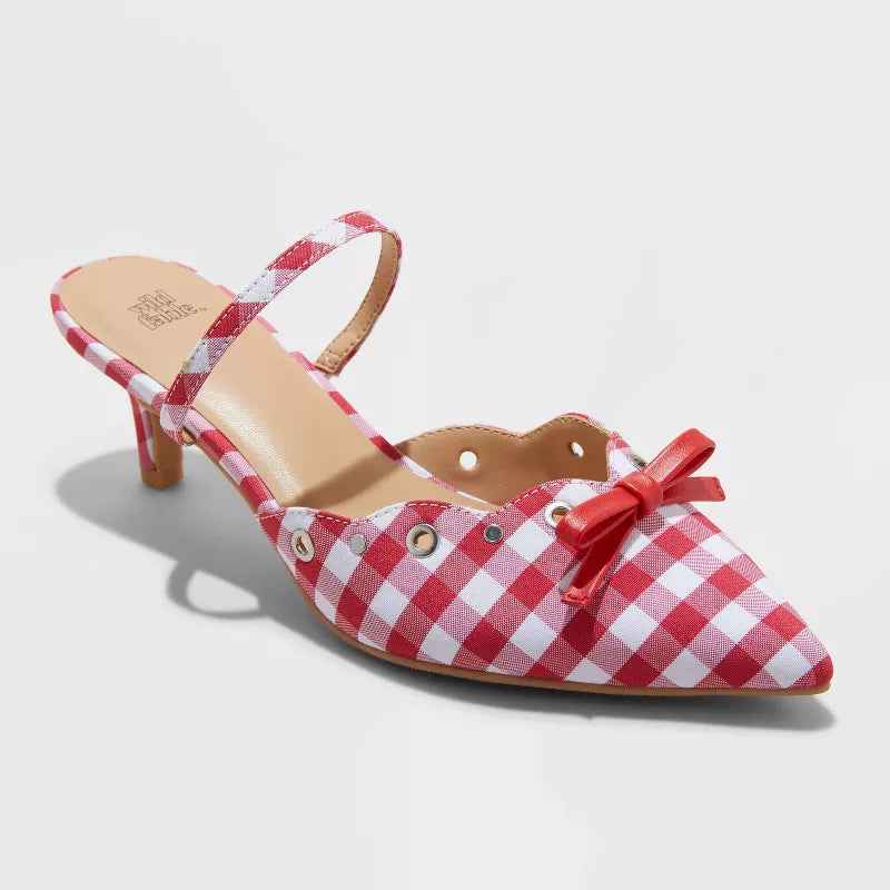 Women's Lysandra Gingham Eyelet Kitten Heels - Wild Fable Red Size 9