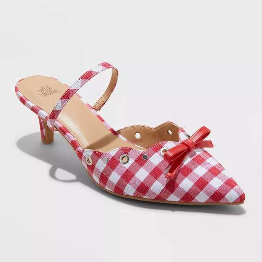 Women's Lysandra Gingham Eyelet Kitten Heels - Wild Fable Red Size 9