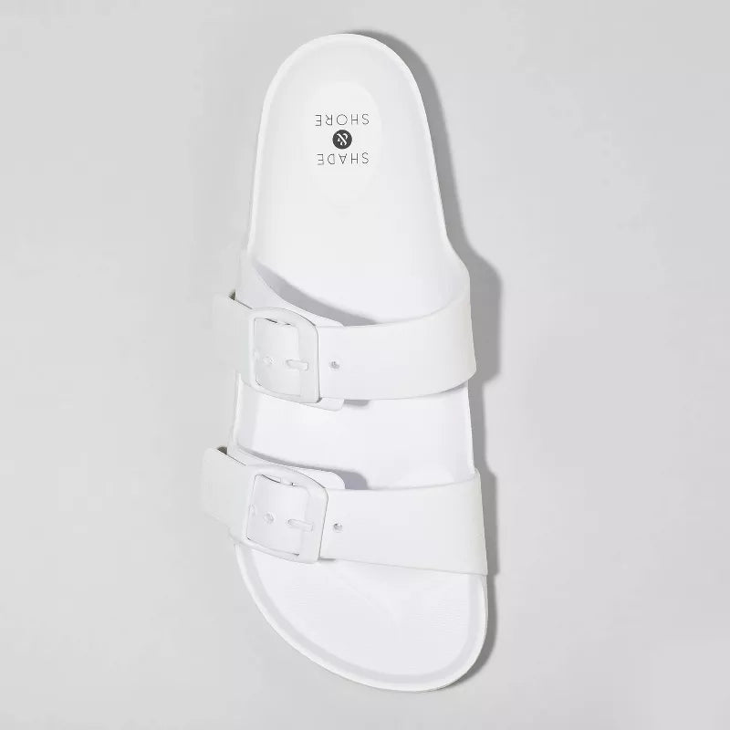 Women's Neida Eva Two Band Foot Bed Slide Sandals Shade & Shore White Various Sizes