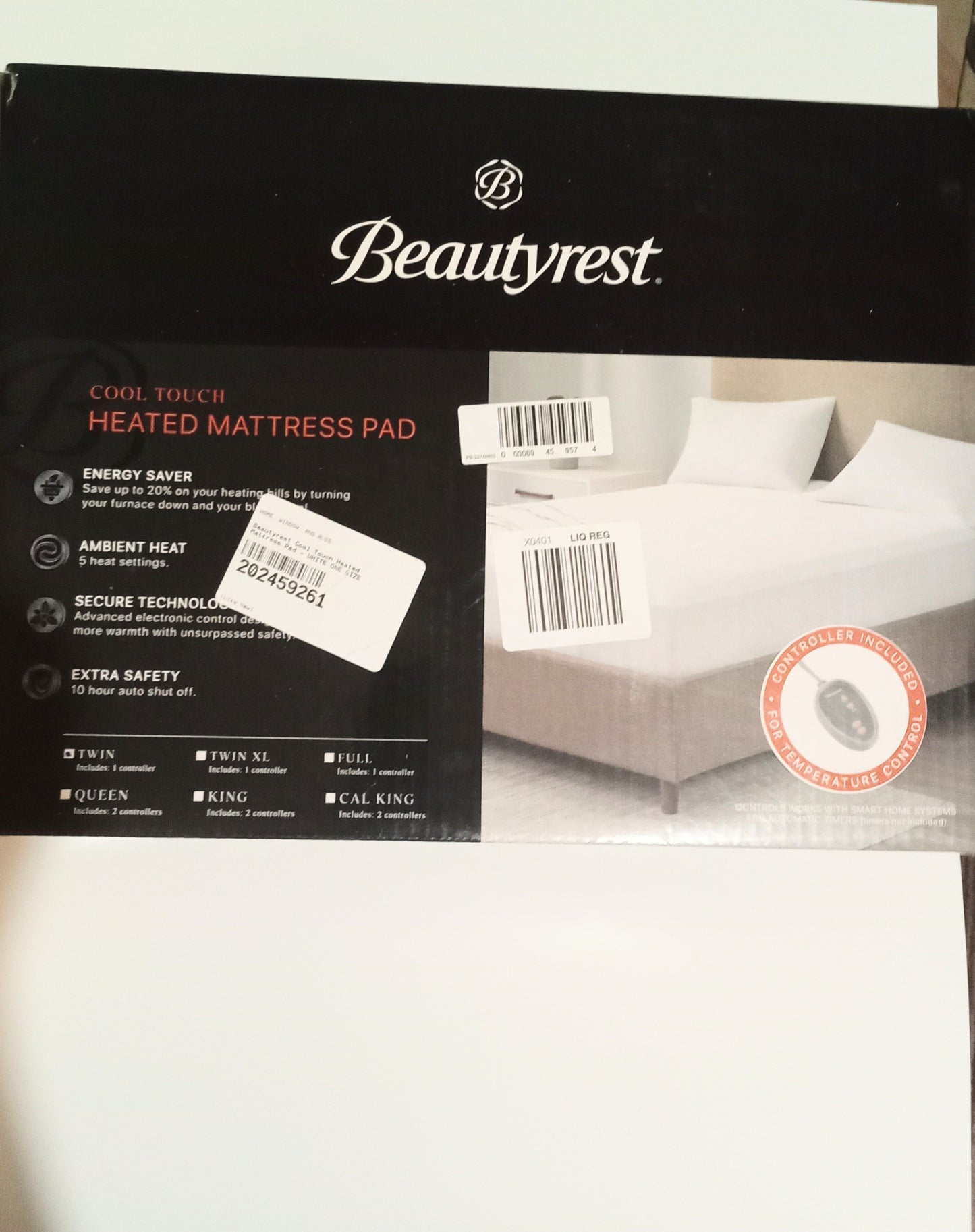 Beauty Rest Cool Touch Heated Mattress Pad Twin Size White