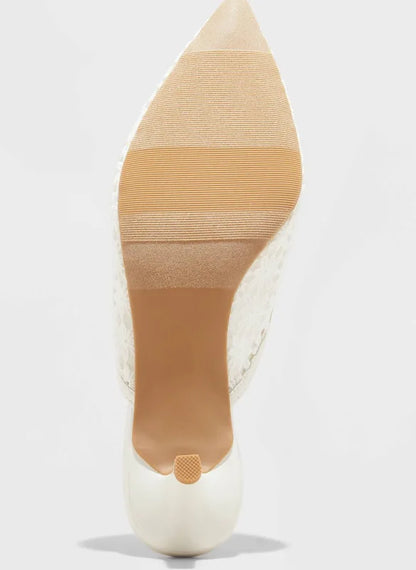 Women's Delilah Floral Embroidered Mule Heels - A New Day Off White Various Sizes